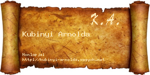 Kubinyi Arnolda névjegykártya